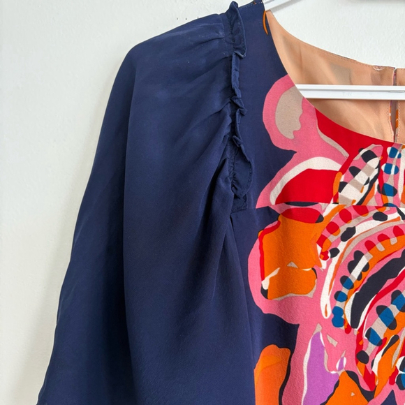 Anthropologie Maeve Floral Vero Flutter Sleeves Silk Shift Dress Sz Small - Picture 6 of 15